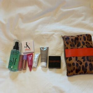 Leopard Print Cosmetic Pouch with Red Accent